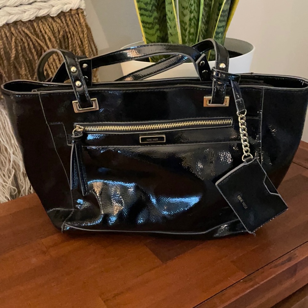 Nine West Black Vinyl Tote